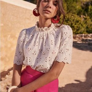 Sezane Louisah Eyelet Blouse -size 2
